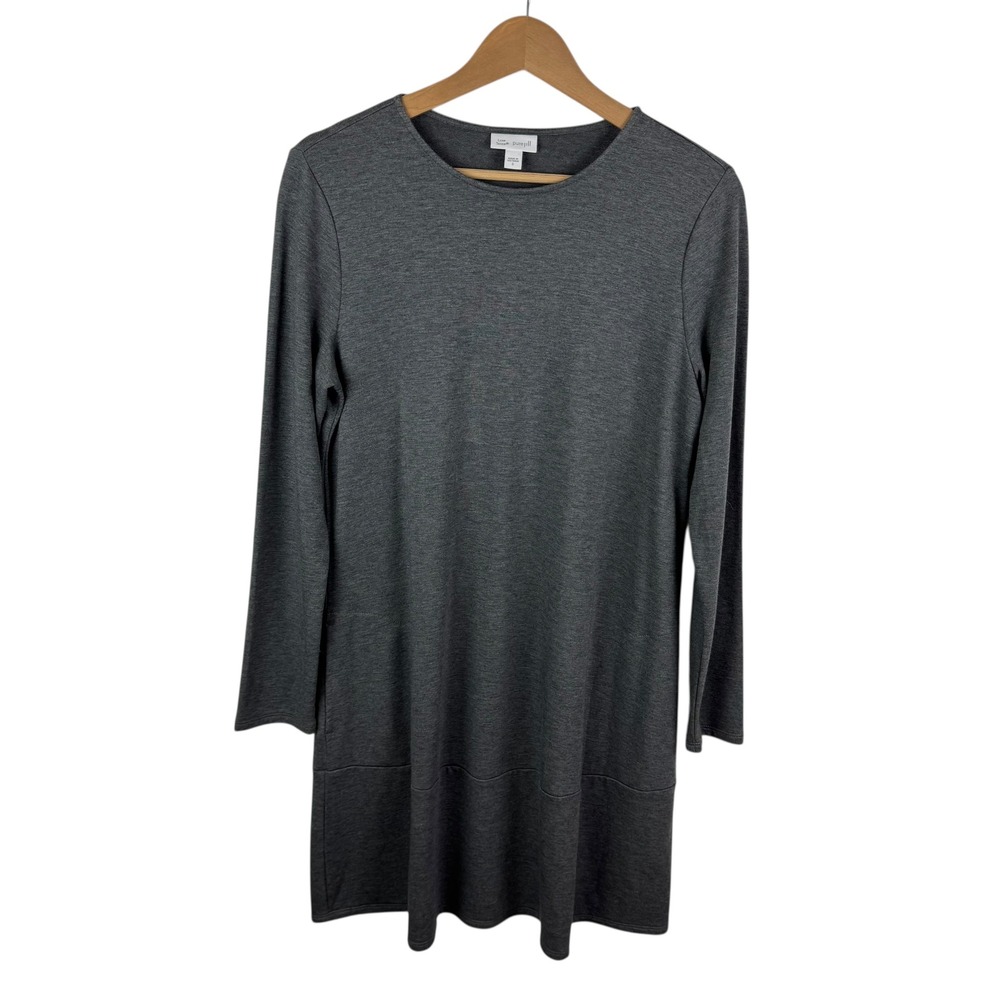 J‎ Jill Pure Jill Luxe Tencel Knit Mini Dress Small Gray Long Sleeve Minimalist
